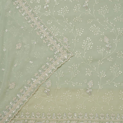 Pista Green Sequins Georgette Unstitched Salwar Suit