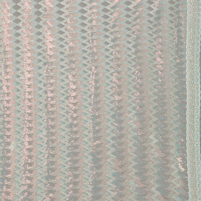 Pista Green Sequins Net Saree