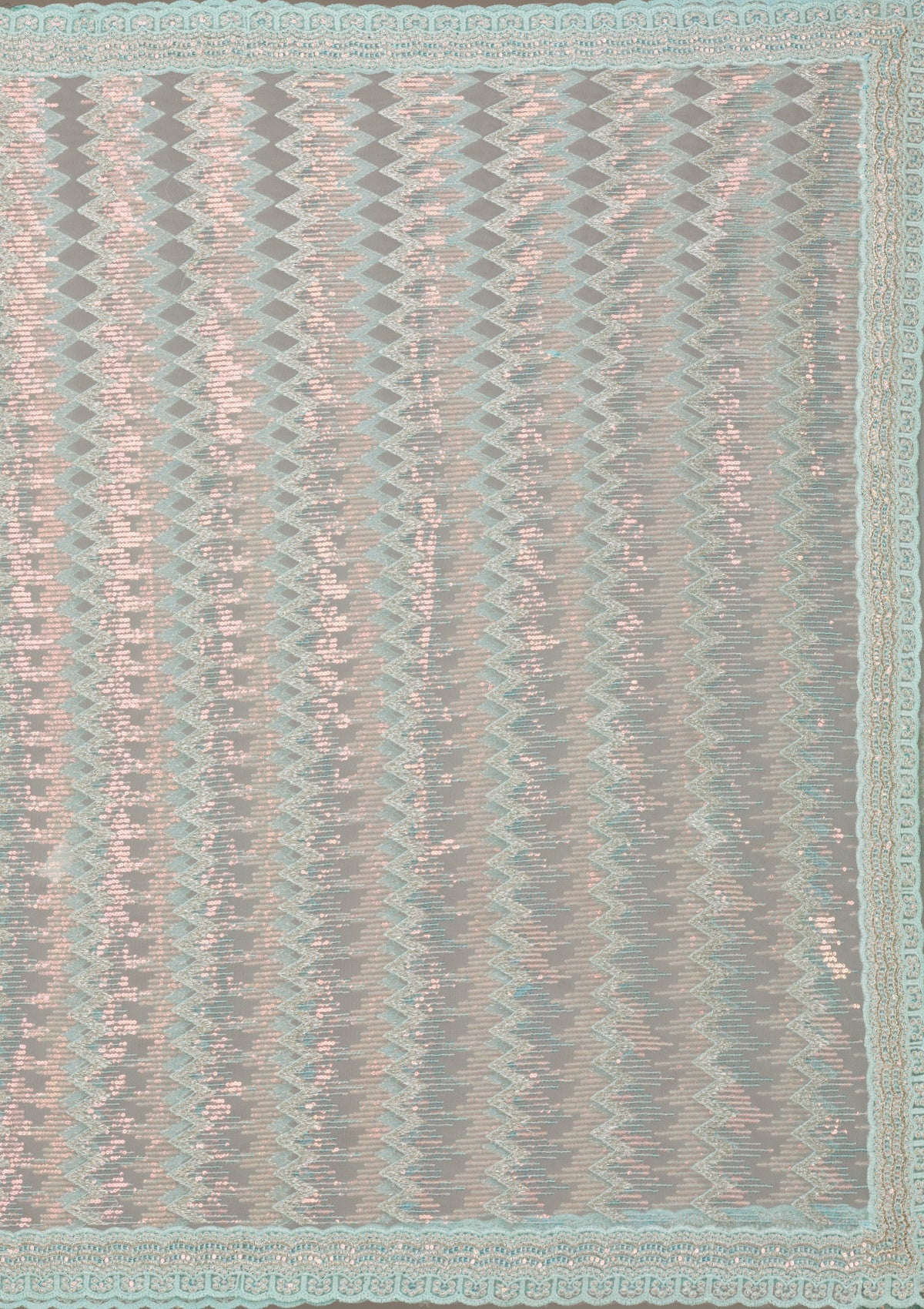 Pista Green Sequins Net Saree