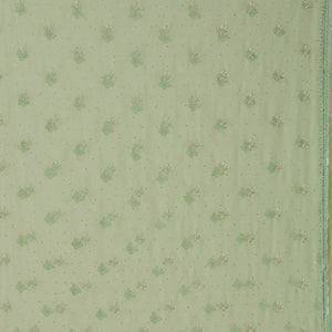 Pista Green Threadwork Chiffon Saree