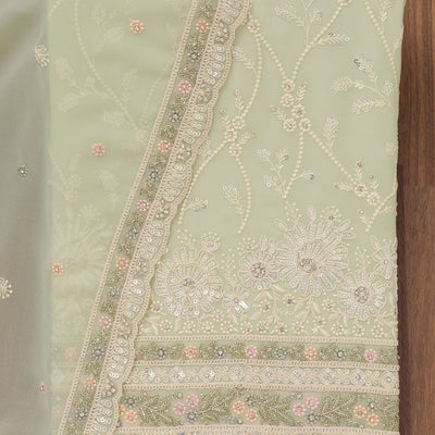 Pista Green Sequins Georgette Unstitched Salwar Suit