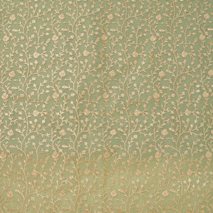 Pista Green Threadwork Organza Unstitched Salwar Suit