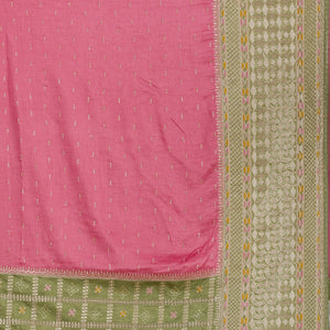 Pista Green Threadwork Soft Silk Saree