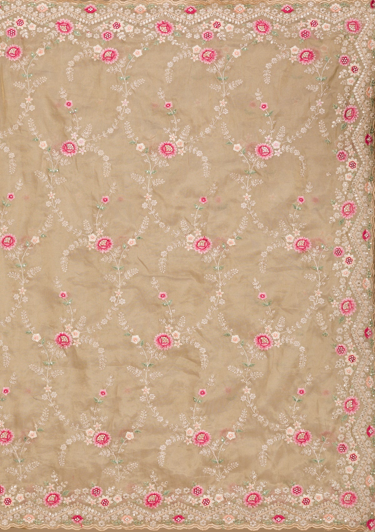 Pista Green Threadwork Tissue Saree