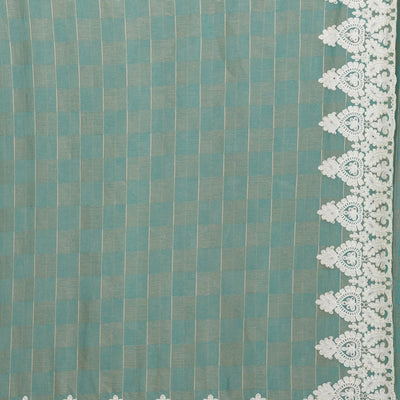 Pista Green Threadwork Tissue Saree
