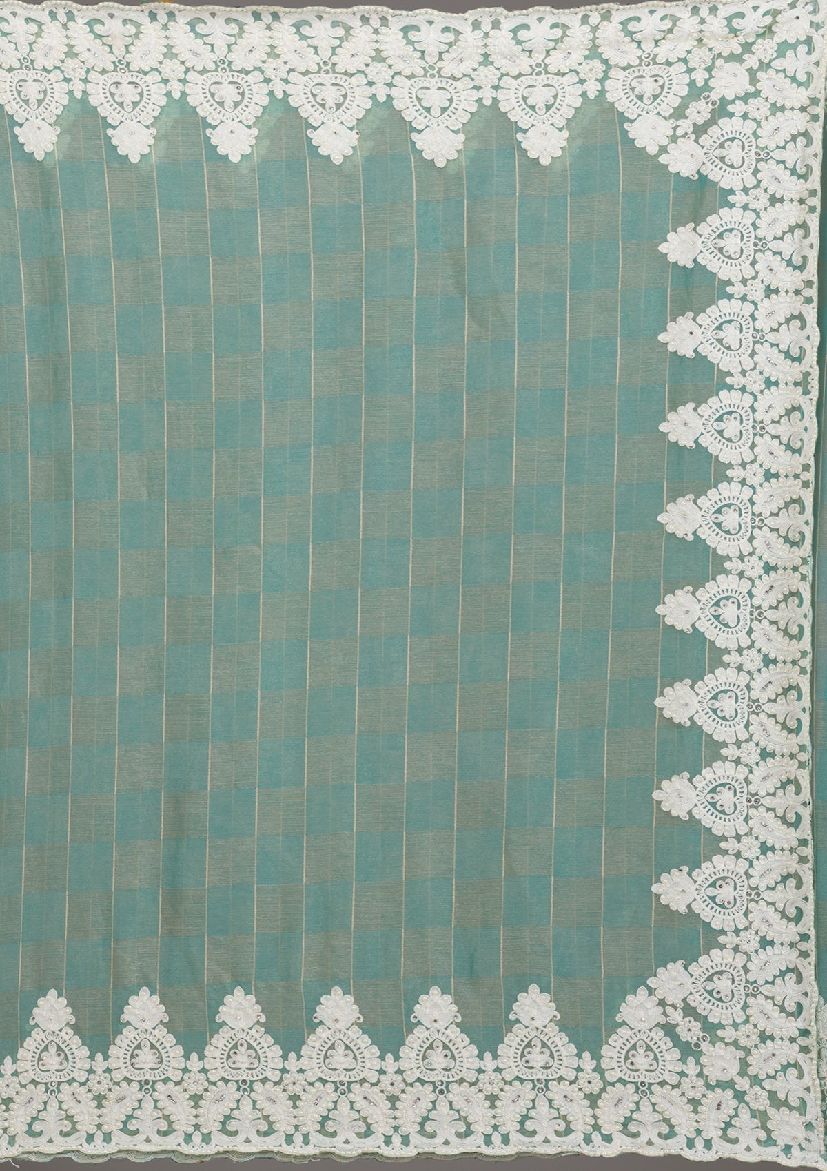 Pista Green Threadwork Tissue Saree