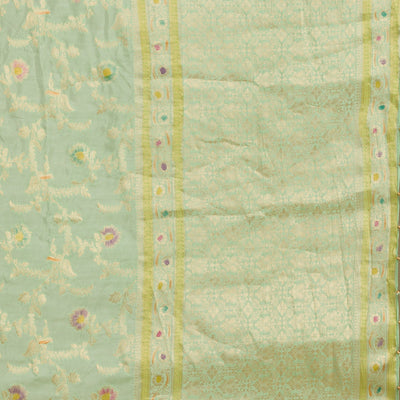 Pista Green Zariwork Banarasi Silk Saree