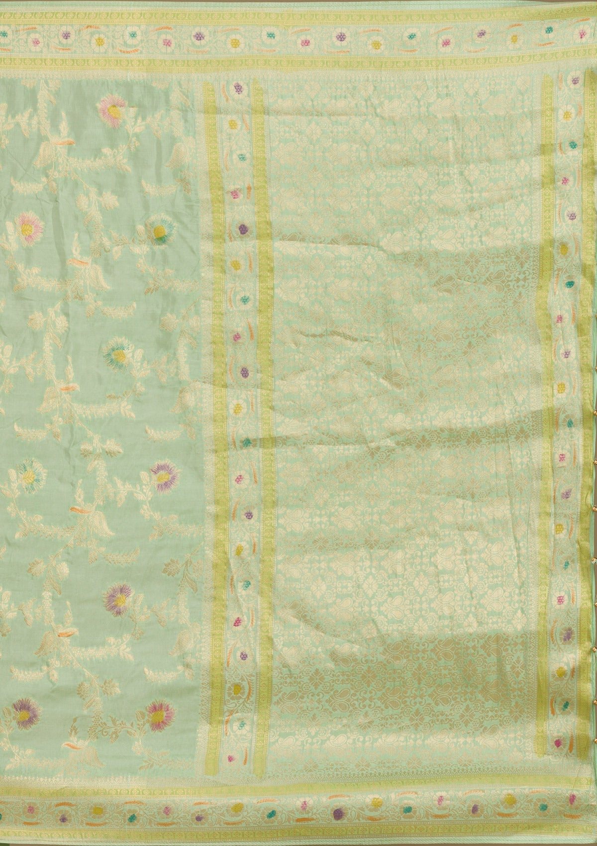 Pista Green Zariwork Banarasi Silk Saree