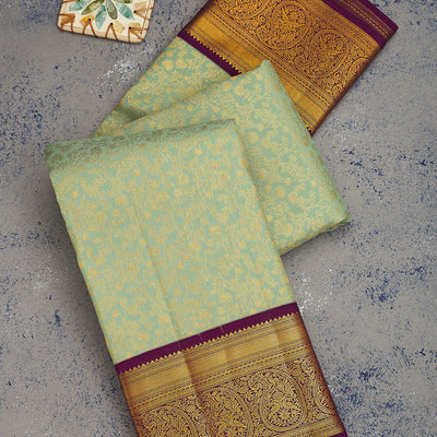 Pista Green Zariwork Pure Silk Saree