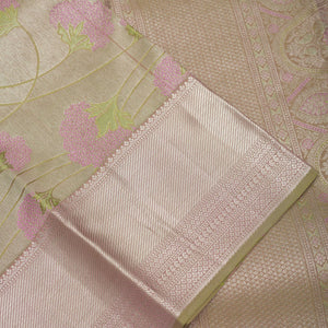 Pista Green Zariwork Pure Silk Saree