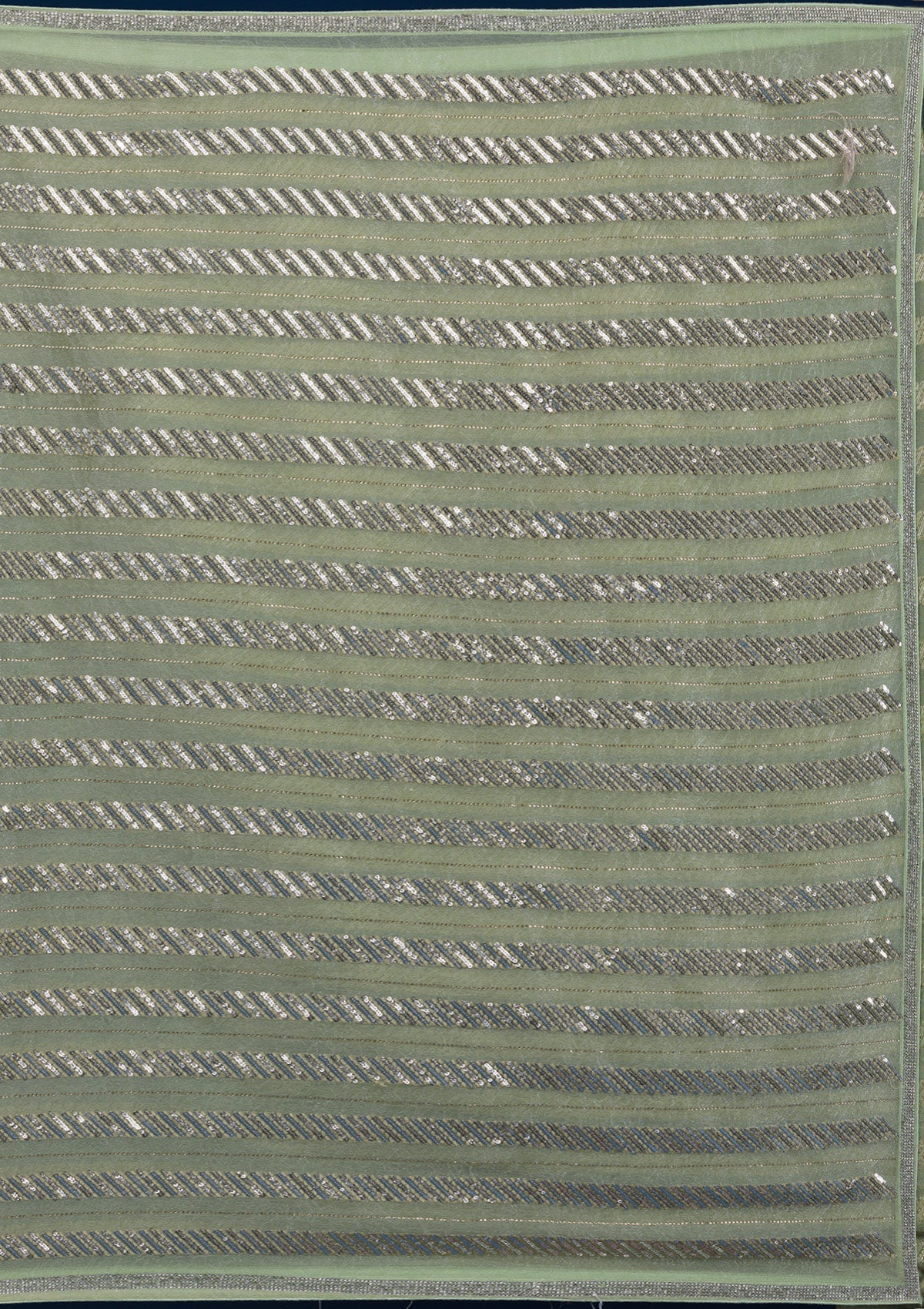 Pista Green Zariwork Semi Crepe Saree