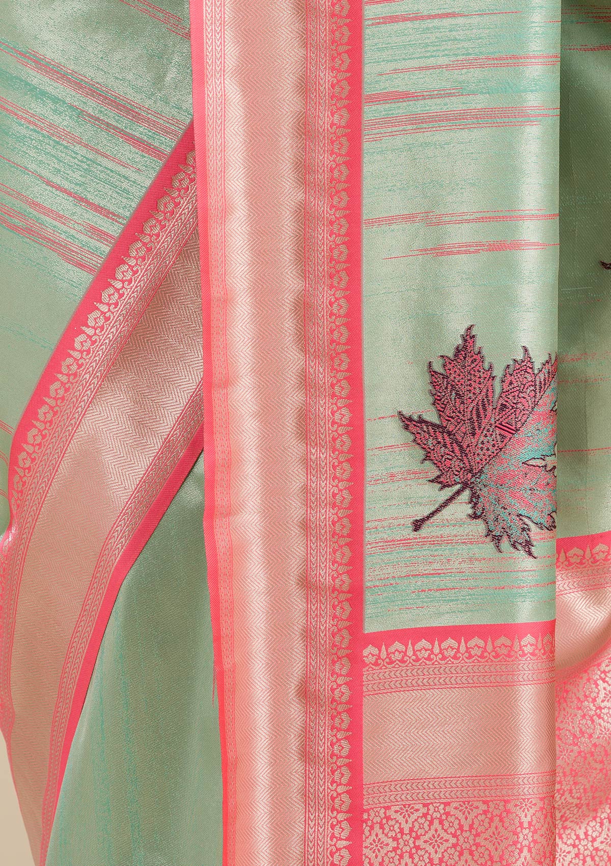 Pista Green Zariwork Soft Silk Saree