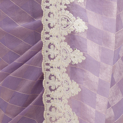 Purple Pearlwork Tissue Saree