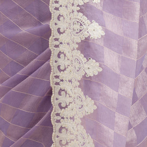 Purple Pearlwork Tissue Saree