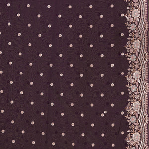 Purple Sequins Semi Crepe Saree