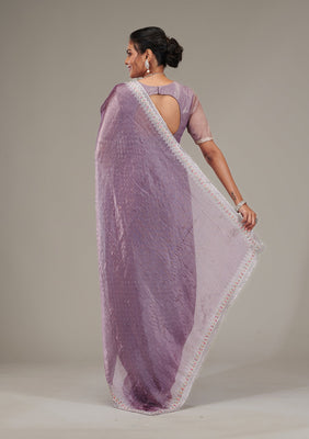 Purple Stonework Chiffon Saree