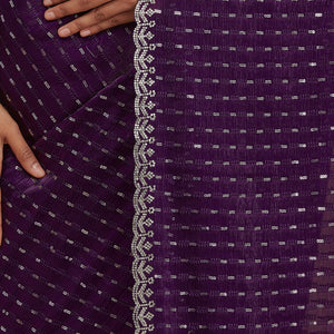 Purple Stonework Georgette Saree