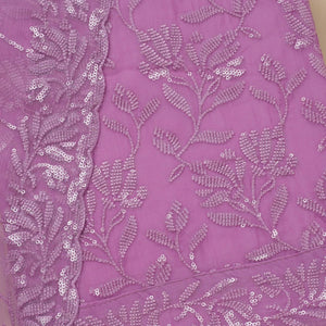 Purple Threadwork Organza Unstitched Salwar Suit