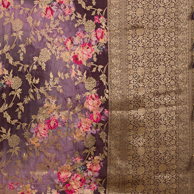 Purple Zariwork Georgette Saree