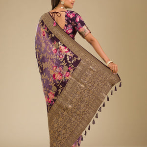 Purple Zariwork Georgette Saree