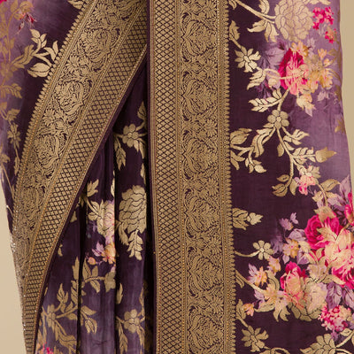 Purple Zariwork Georgette Saree