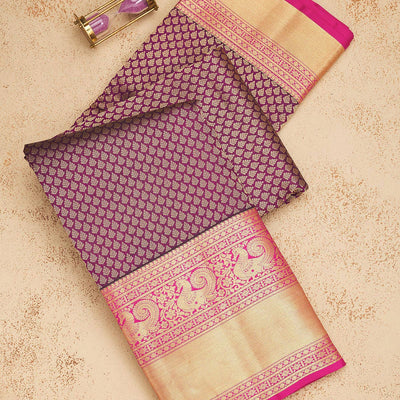 Purple Zariwork Pure Silk Saree