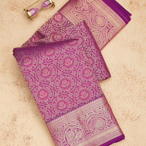 Purple Zariwork Pure Silk Saree