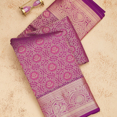 Purple Zariwork Pure Silk Saree