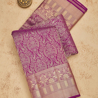 Purple Zariwork Pure Silk Saree