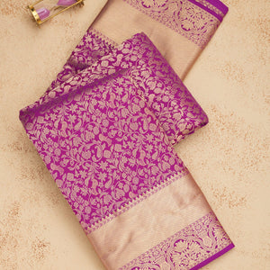 Purple Zariwork Pure Silk Saree