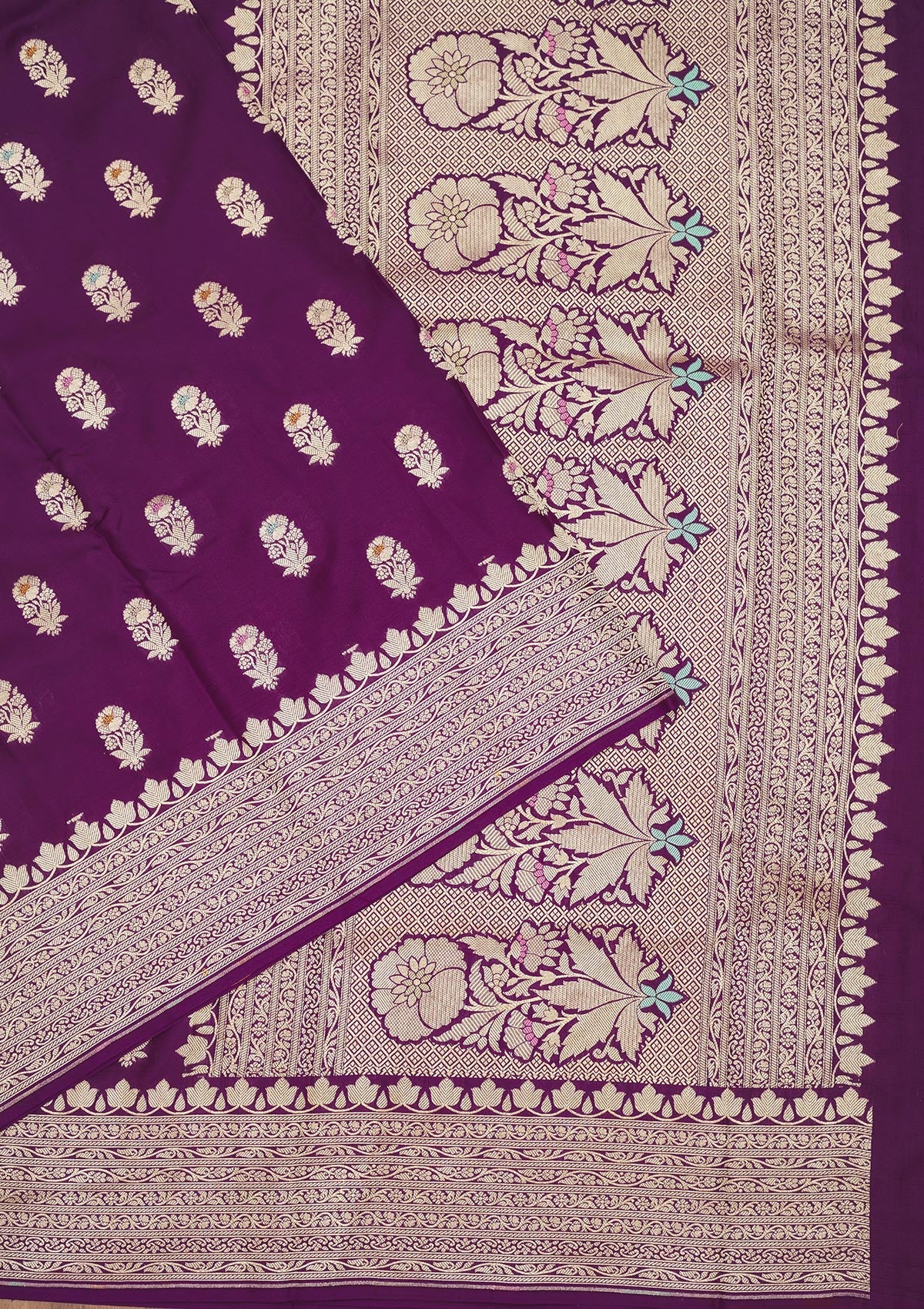 Purple Zariwork Pure Silk Saree