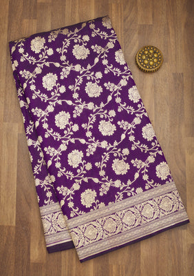 Purple Zariwork Pure Silk Saree