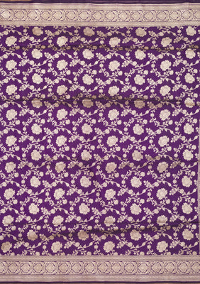 Purple Zariwork Pure Silk Saree
