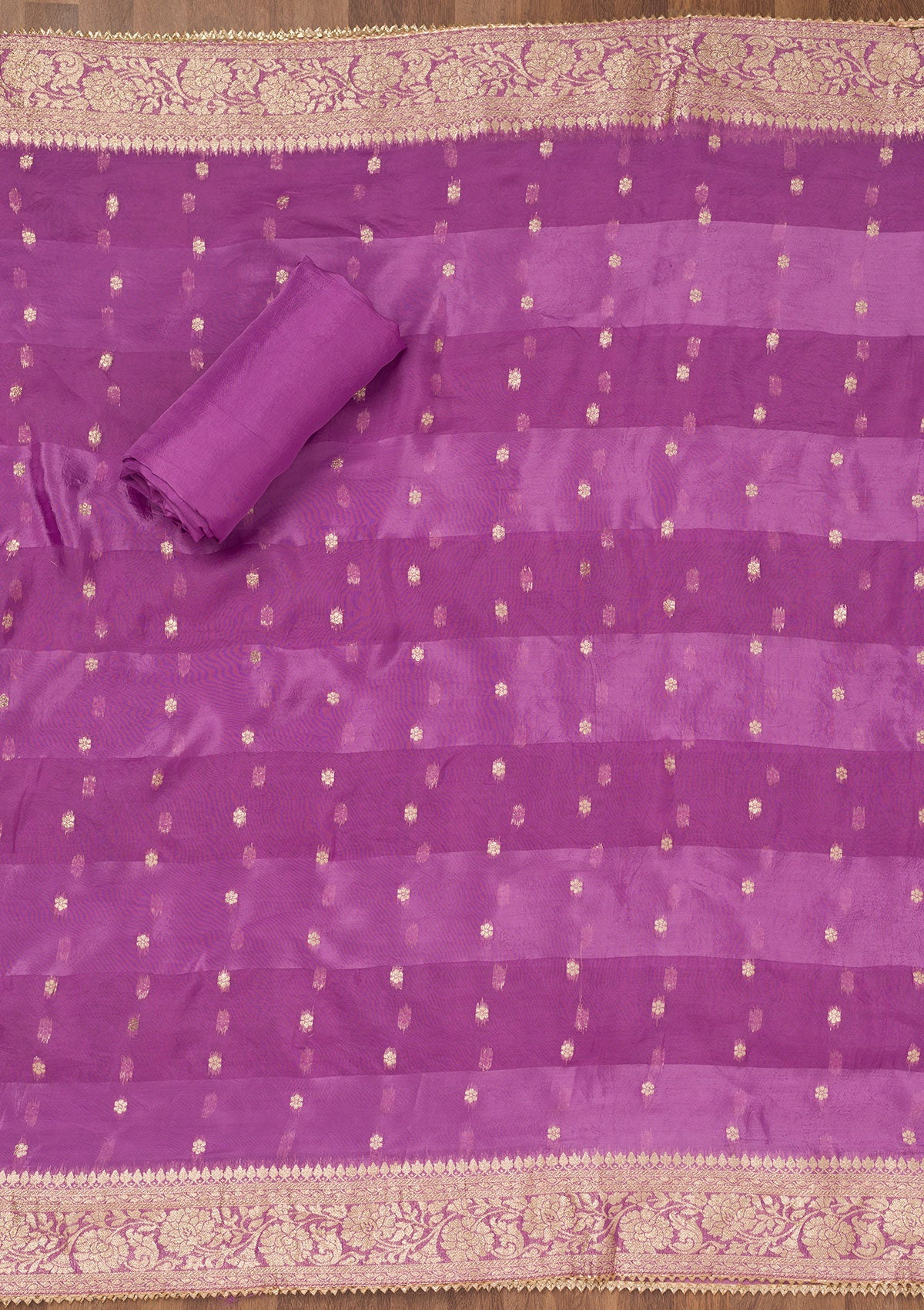 Purple Zariwork Raw Silk Unstitched Salwar Suit