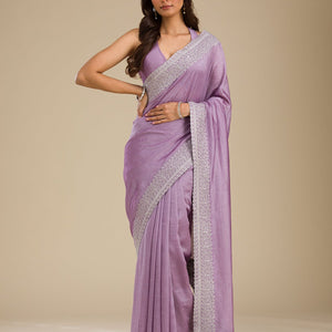 Purple Zariwork Soft Silk Saree