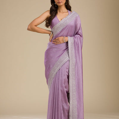 Purple Zariwork Soft Silk Saree