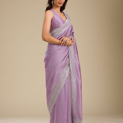 Purple Zariwork Soft Silk Saree
