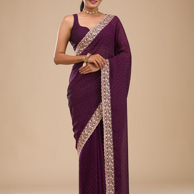 Purple Zariwork Soft Silk Saree