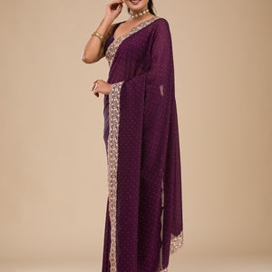 Purple Zariwork Soft Silk Saree