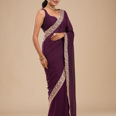 Purple Zariwork Soft Silk Saree