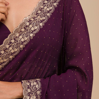 Purple Zariwork Soft Silk Saree