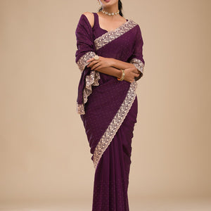 Purple Zariwork Soft Silk Saree