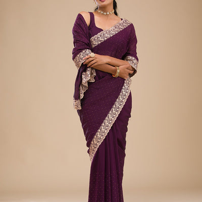 Purple Zariwork Soft Silk Saree
