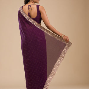 Purple Zariwork Soft Silk Saree