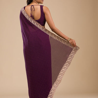 Purple Zariwork Soft Silk Saree