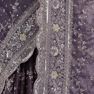 Purple Zariwork Tissue Saree