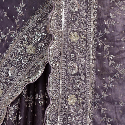 Purple Zariwork Tissue Saree