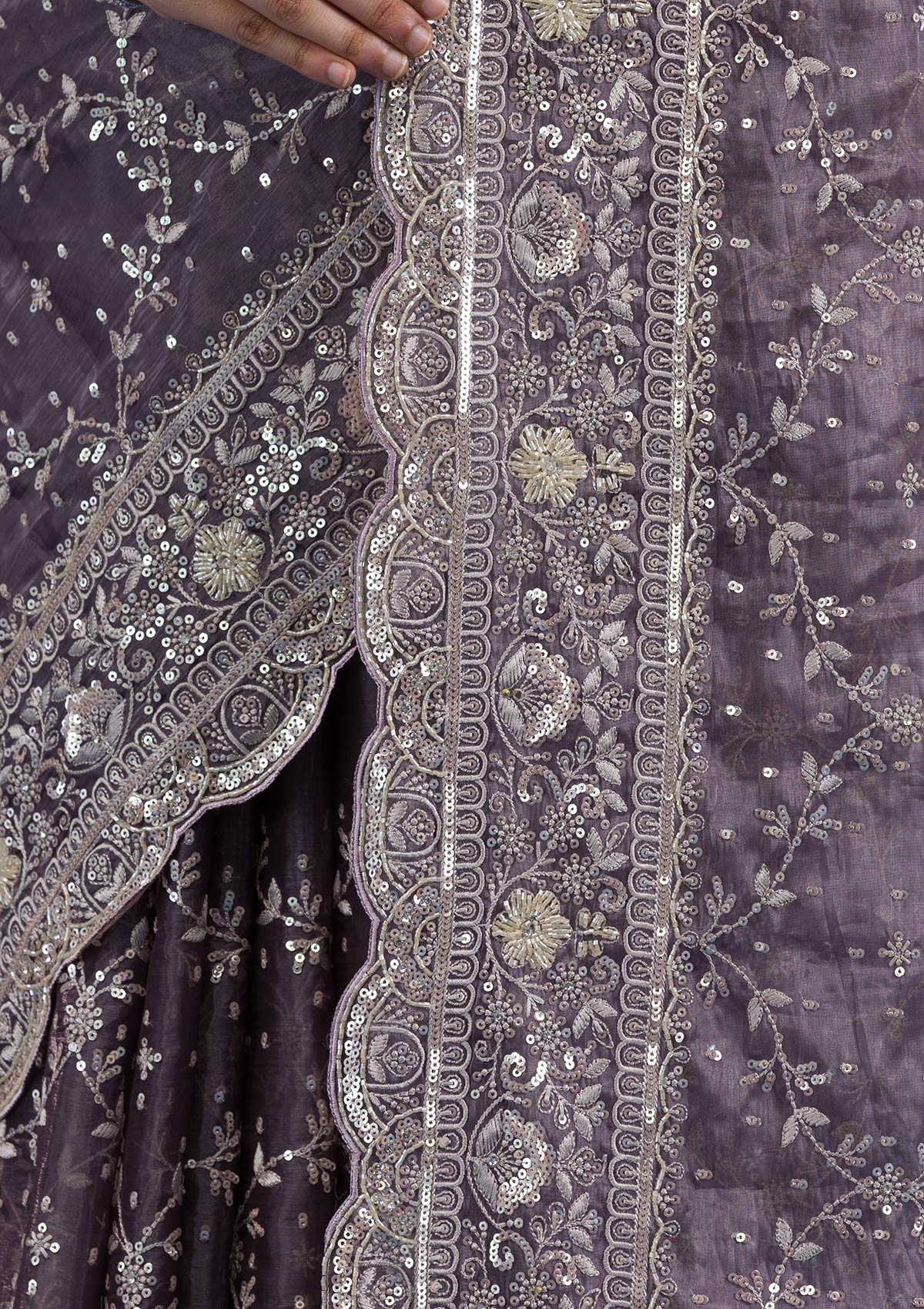 Purple Zariwork Tissue Saree