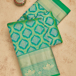 Rama Green Zariwork Pure Silk Saree