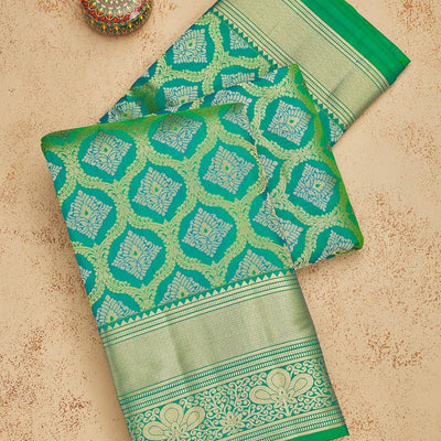 Rama Green Zariwork Pure Silk Saree